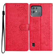 For Blackview A55 Pro Butterflies and Flowers Leather Phone Case(Red)