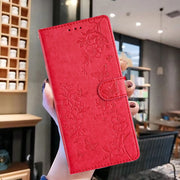 For Blackview A55 Pro Butterflies and Flowers Leather Phone Case(Red)