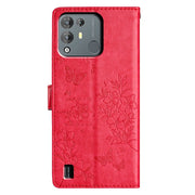 For Blackview A55 Pro Butterflies and Flowers Leather Phone Case(Red)