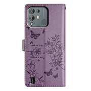 For Blackview A55 Pro Butterflies and Flowers Leather Phone Case(Purple)
