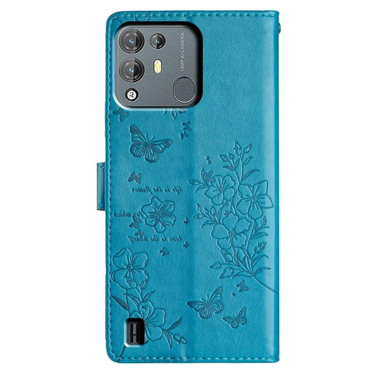 For Blackview A55 Pro Butterflies and Flowers Leather Phone Case(Blue)