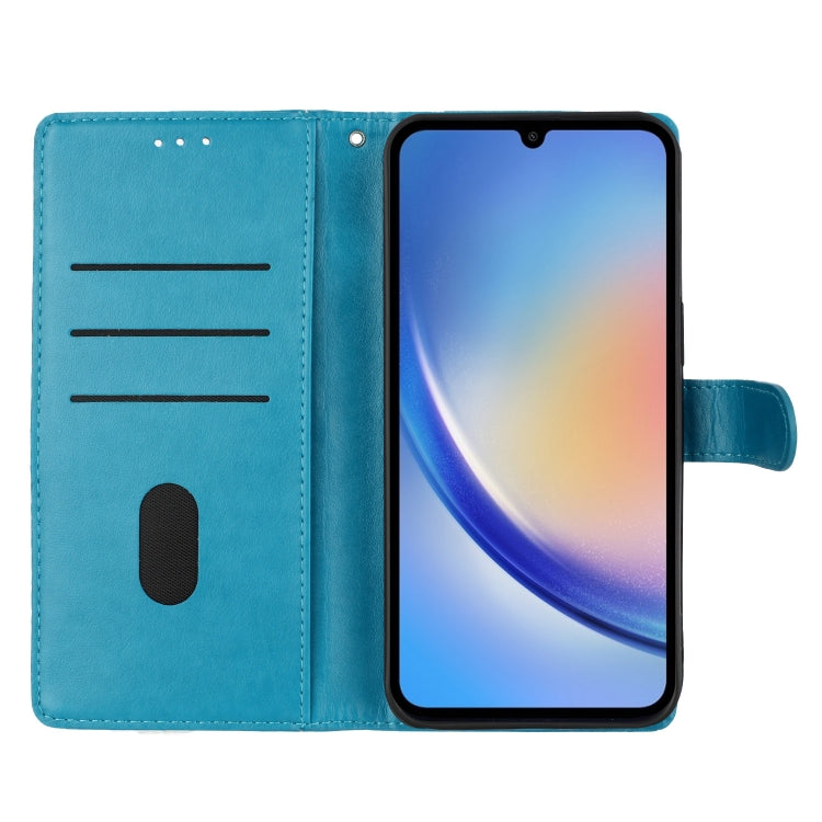 For Blackview A55 Pro Butterflies and Flowers Leather Phone Case(Blue)
