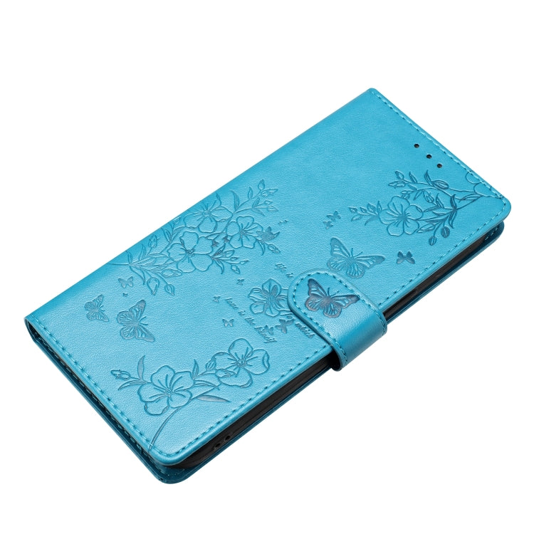 For Blackview A55 Pro Butterflies and Flowers Leather Phone Case(Blue)