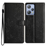 For Blackview A53 / A53 Pro Butterflies and Flowers Leather Phone Case(Black)