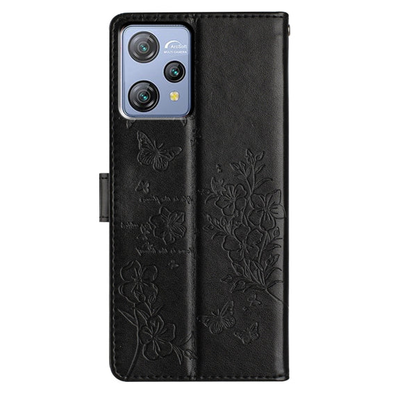 For Blackview A53 / A53 Pro Butterflies and Flowers Leather Phone Case(Black)