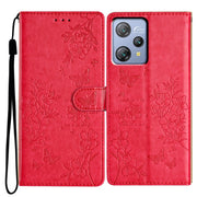 For Blackview A53 / A53 Pro Butterflies and Flowers Leather Phone Case(Red)