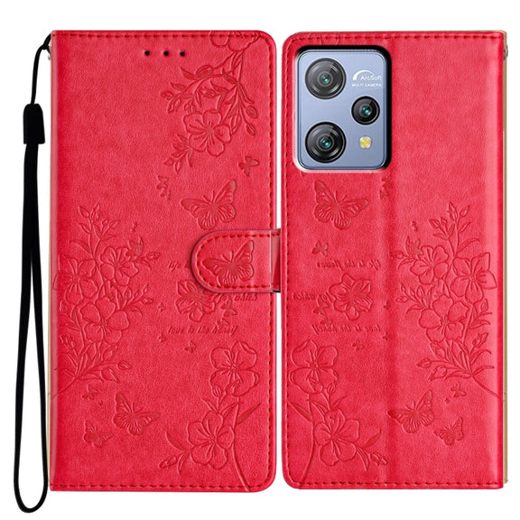 For Blackview A53 / A53 Pro Butterflies and Flowers Leather Phone Case(Red)