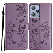 For Blackview A53 / A53 Pro Butterflies and Flowers Leather Phone Case(Purple)