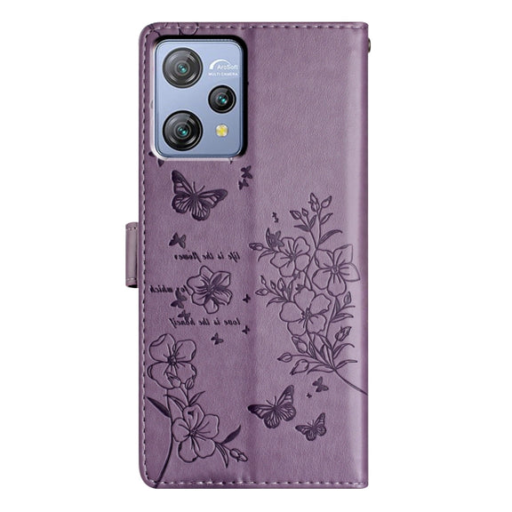 For Blackview A53 / A53 Pro Butterflies and Flowers Leather Phone Case(Purple)