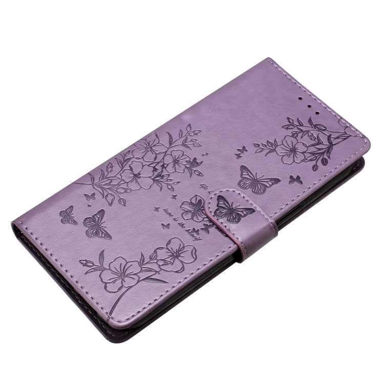 For Blackview A53 / A53 Pro Butterflies and Flowers Leather Phone Case(Purple)