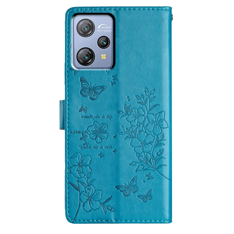 For Blackview A53 / A53 Pro Butterflies and Flowers Leather Phone Case(Blue)