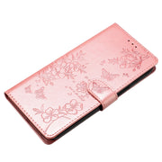 For Ulefone Note 14 Butterflies and Flowers Leather Phone Case(Rose Gold)