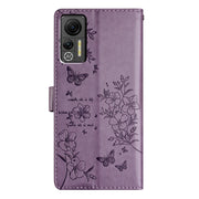 For Ulefone Note 14 Butterflies and Flowers Leather Phone Case(Purple)