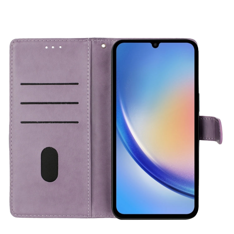 For Ulefone Note 14 Butterflies and Flowers Leather Phone Case(Purple)