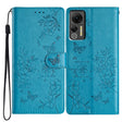 For Ulefone Note 14 Butterflies and Flowers Leather Phone Case(Blue) - Ulefone Cases by PMC Jewellery | Online Shopping South Africa | PMC Jewellery | Buy Now Pay Later Mobicred