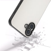 For iPhone 16 Plus ABEEL Black Frame Genuine Leather Elegant Phone Case(White)
