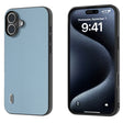 For iPhone 16 Plus ABEEL Black Frame Genuine Leather Elegant Phone Case(Sky Blue) - iPhone 16 Plus Cases by PMC TechLife | Online Shopping South Africa | PMC TechLife | Buy Now Pay Later Mobicred