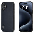 For iPhone 16 ABEEL Black Frame Genuine Leather Elegant Phone Case(Blue) - iPhone 16 Cases by PMC TechLife | Online Shopping South Africa | PMC TechLife | Buy Now Pay Later Mobicred