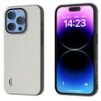 For iPhone 16 Pro Max ABEEL Black Frame Genuine Leather Elegant Phone Case(White) - iPhone 16 Pro Max Cases by PMC TechLife | Online Shopping South Africa | PMC TechLife | Buy Now Pay Later Mobicred