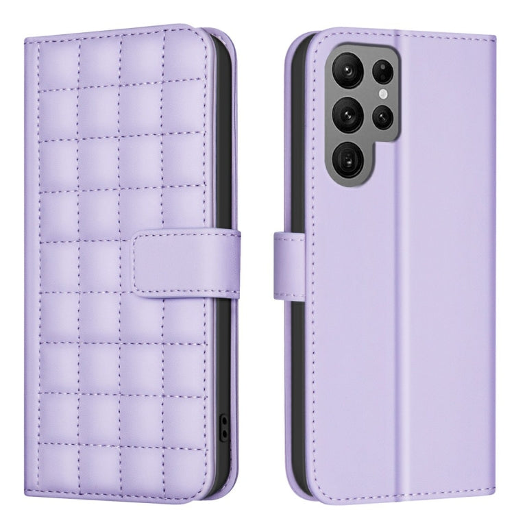 For Samsung Galaxy S25 Ultra 5G Square Texture Leather Phone Case(Purple)