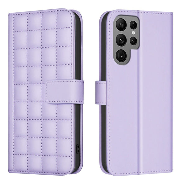 For Samsung Galaxy S25 Ultra 5G Square Texture Leather Phone Case(Purple)