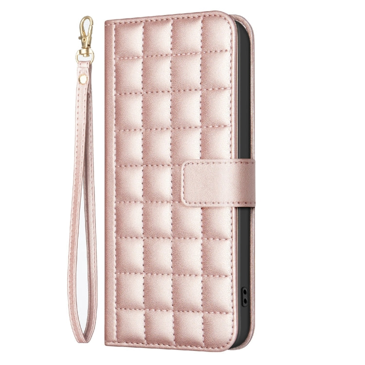 For Samsung Galaxy S25 Ultra 5G Square Texture Leather Phone Case(Rose Gold)