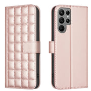 For Samsung Galaxy S25 Ultra 5G Square Texture Leather Phone Case(Rose Gold)