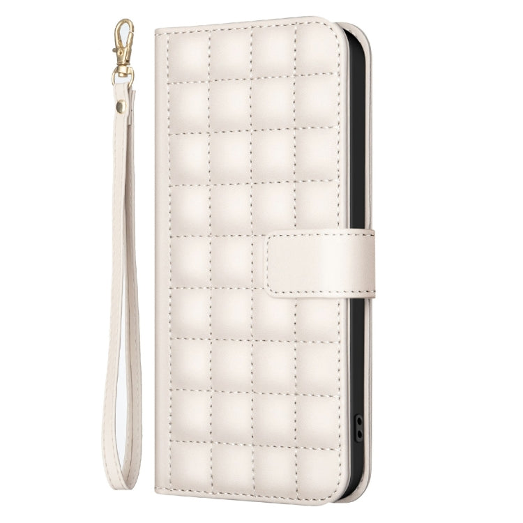 For Samsung Galaxy S25 Ultra 5G Square Texture Leather Phone Case(Beige)