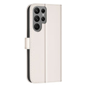 For Samsung Galaxy S25 Ultra 5G Square Texture Leather Phone Case(Beige)