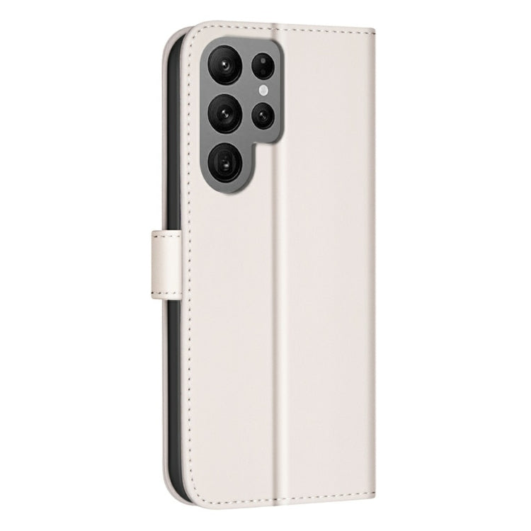 For Samsung Galaxy S25 Ultra 5G Square Texture Leather Phone Case(Beige)