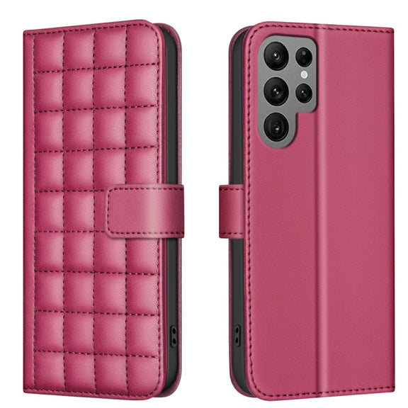 For Samsung Galaxy S25 Ultra 5G Square Texture Leather Phone Case(Red)