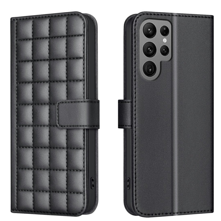 For Samsung Galaxy S25 Ultra 5G Square Texture Leather Phone Case(Black)