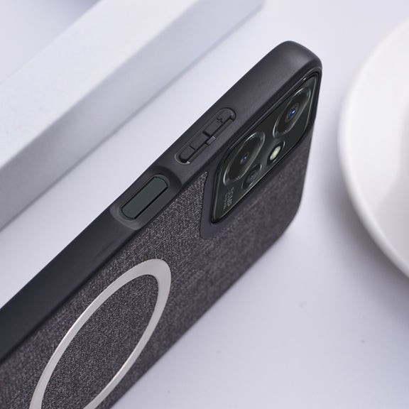 For Motorola Moto G 5G 2024 CD Magsafe Magnetic Cloth Texture Phone Case(Grey)