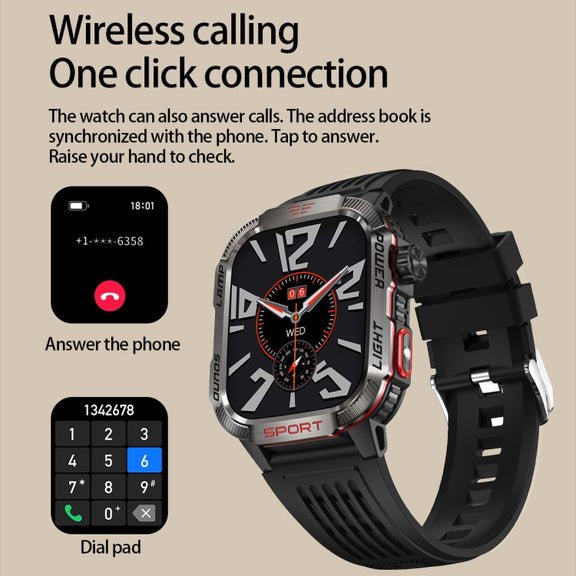 HT29 2.01 inch IPS Screen Triple Proof Smart Watch with Banknote Detector Light(Black)