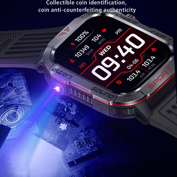 HT29 2.01 inch IPS Screen Triple Proof Smart Watch with Banknote Detector Light(Yellow)