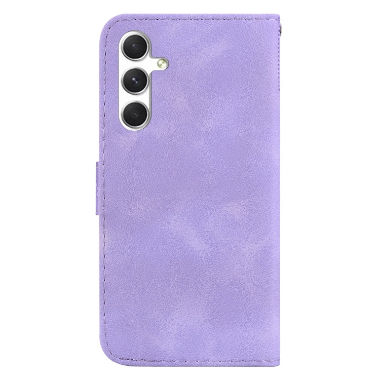 For Samsung Galaxy S25 5G Seven-shaped Embossed Leather Phone Case(Purple)