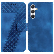 For Samsung Galaxy S25 5G Seven-shaped Embossed Leather Phone Case(Blue)