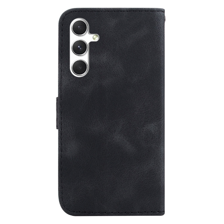 For Samsung Galaxy S25 5G Seven-shaped Embossed Leather Phone Case(Black)
