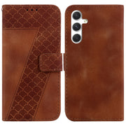 For Samsung Galaxy S25+ 5G Seven-shaped Embossed Leather Phone Case(Brown)
