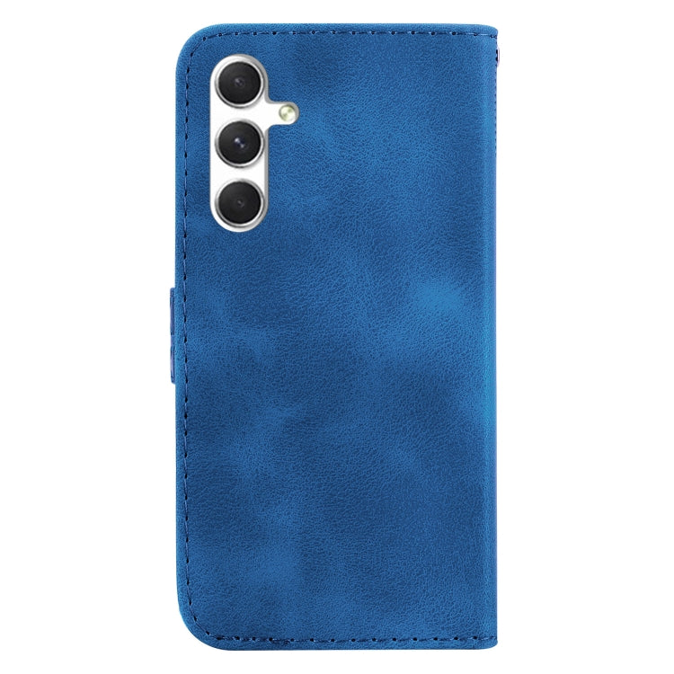 For Samsung Galaxy S25+ 5G Seven-shaped Embossed Leather Phone Case(Blue)