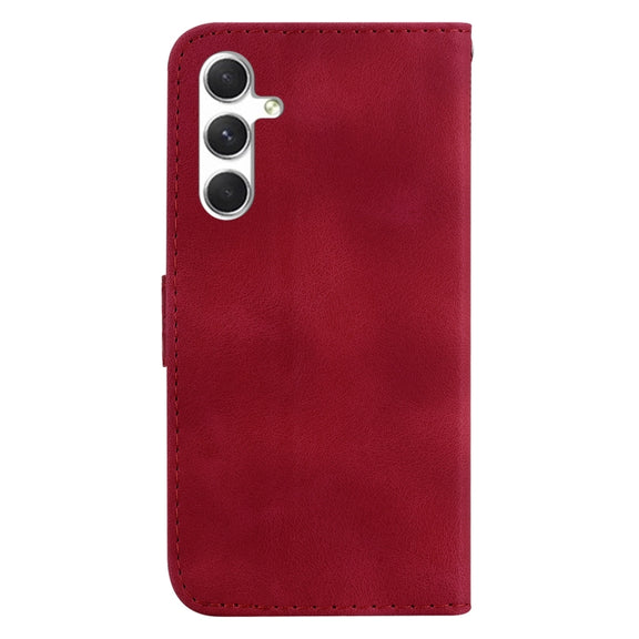 For Samsung Galaxy S25+ 5G Seven-shaped Embossed Leather Phone Case(Red)