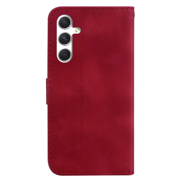 For Samsung Galaxy S25+ 5G Seven-shaped Embossed Leather Phone Case(Red)