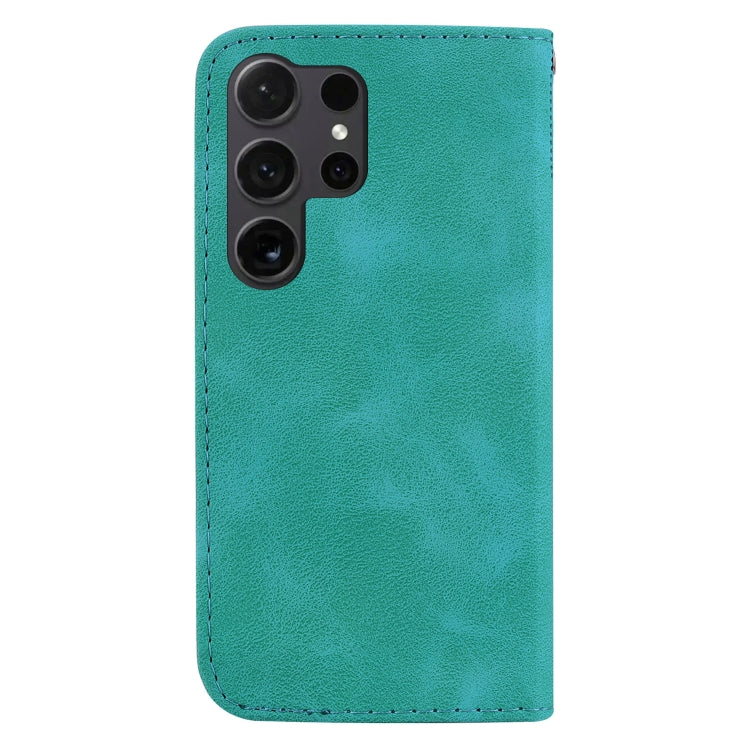 For Samsung Galaxy S25 Ultra 5G Seven-shaped Embossed Leather Phone Case(Green)