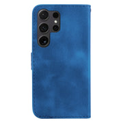 For Samsung Galaxy S25 Ultra 5G Seven-shaped Embossed Leather Phone Case(Blue)
