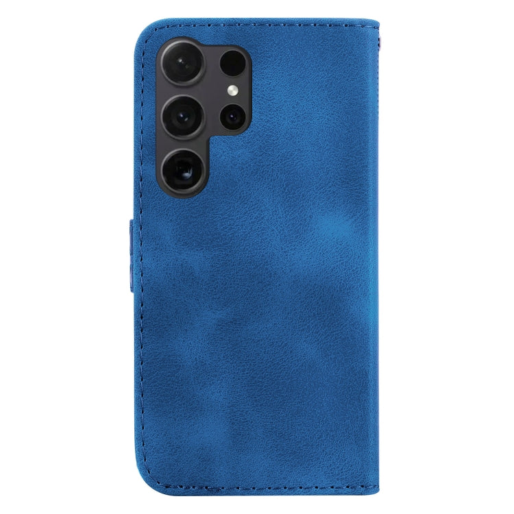 For Samsung Galaxy S25 Ultra 5G Seven-shaped Embossed Leather Phone Case(Blue)