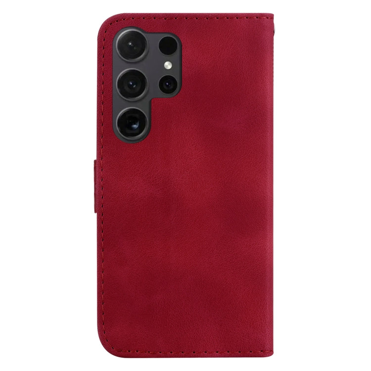 For Samsung Galaxy S25 Ultra 5G Seven-shaped Embossed Leather Phone Case(Red)