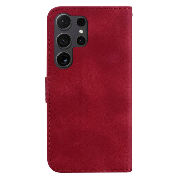 For Samsung Galaxy S25 Ultra 5G Seven-shaped Embossed Leather Phone Case(Red)