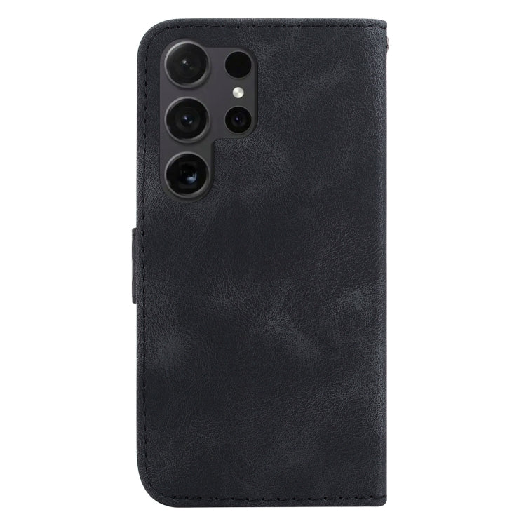 For Samsung Galaxy S25 Ultra 5G Seven-shaped Embossed Leather Phone Case(Black)