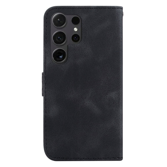 For Samsung Galaxy S25 Ultra 5G Seven-shaped Embossed Leather Phone Case(Black)