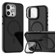For iPhone 16 Pro Max Magsafe Dual-Color Skin Feel Lens Film Phone Case with Lens Fold Holder(Gray) - iPhone 16 Pro Max Cases by PMC TechLife | Online Shopping South Africa | PMC TechLife | Buy Now Pay Later Mobicred